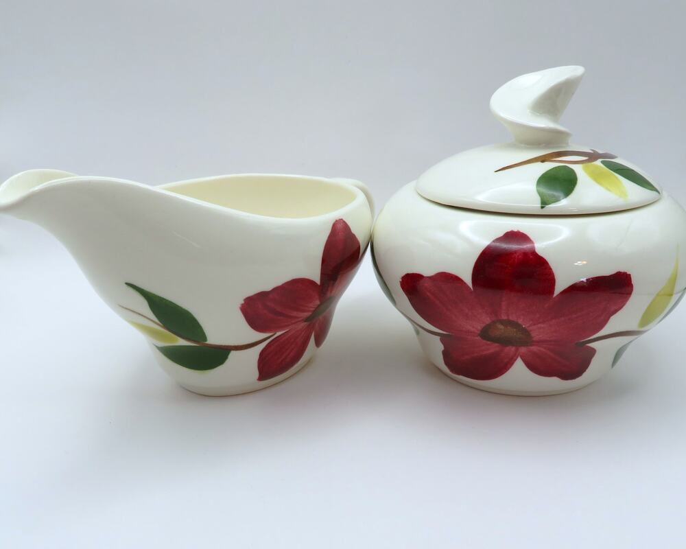 Vintage Stetson Rio Meadow Rose Creamer and Sugar Bowl Set Pink Floral Unmarked